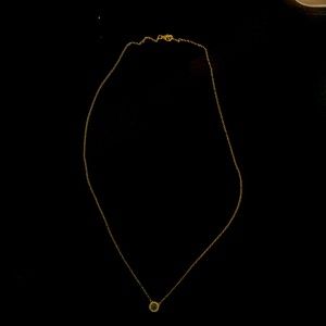 18K gold plated necklace with green stone with diamonds